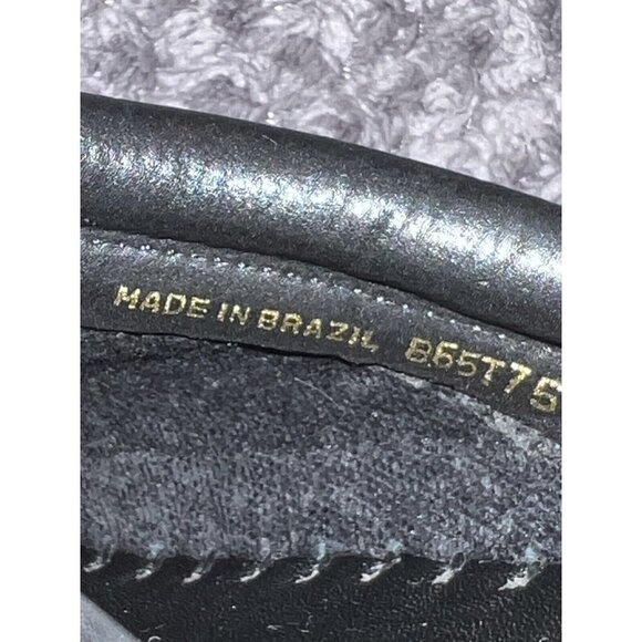 LARRY STUART COLLECTION Black Leather Weaved Mules Shoes Sz 9M Brazil - Picture 13 of 15